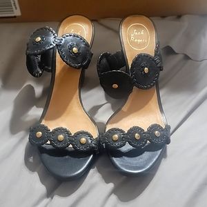 Jack Rogers Black Wedge Sandals